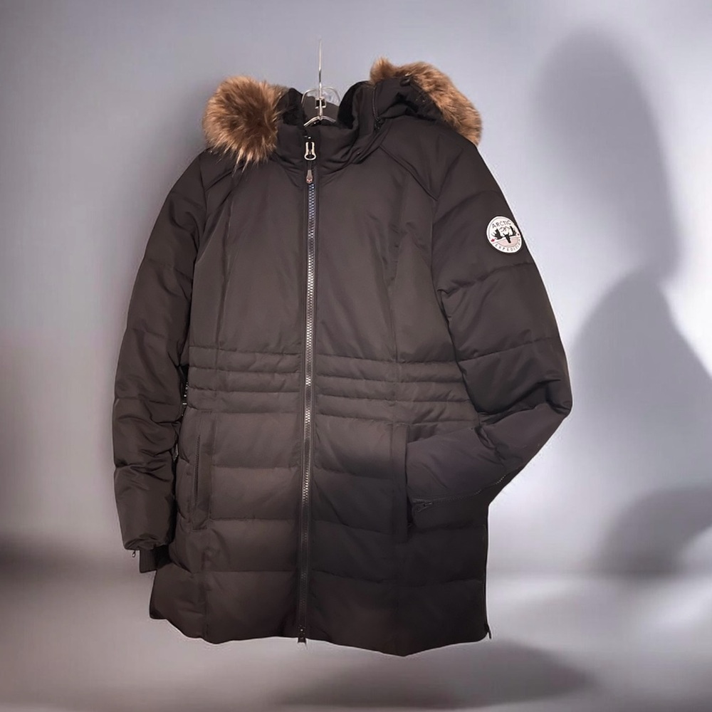 Black Puffer Jacket with Fur Hood